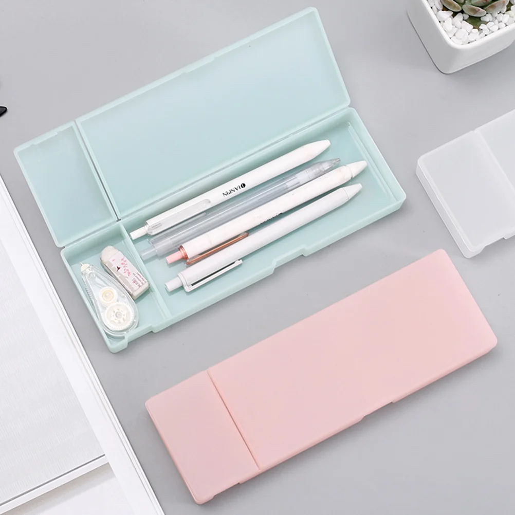 3Pcs Plastic Pencil Box Stationery Translucent Frosted Pen Storage Case Holder pencil case plastic pencil case