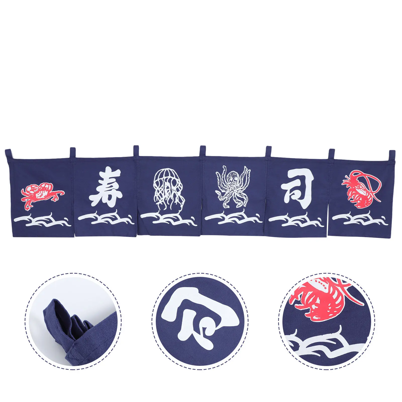 1Set Sushi Style Hanging Curtain Japanese Polyester Doorway Curtain Blue Restaurant Decor Feng Shui Pendant Door Hanging Banner