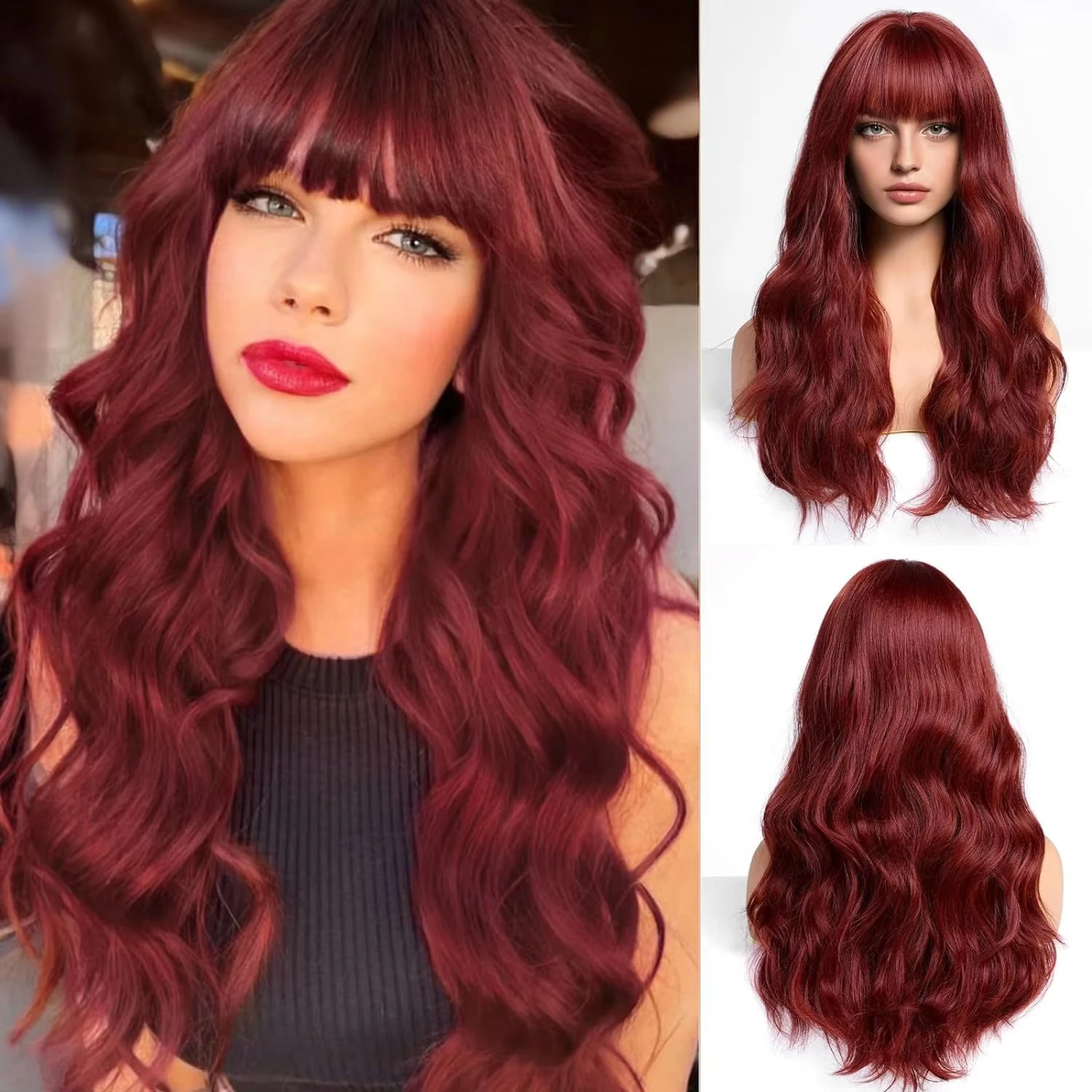 Orange synthetic wig with big waves for Halloween cosplay role-play party wig made of high-temperature hair material