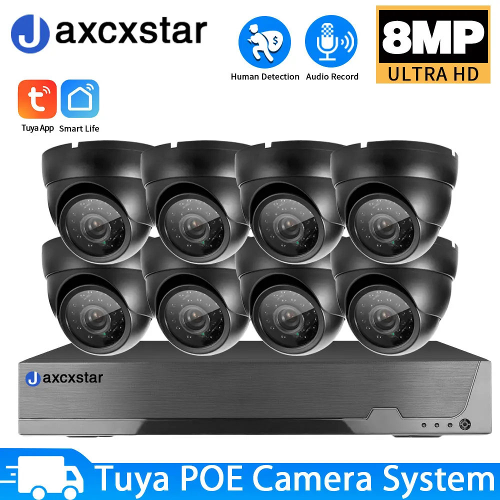 Security Surveillance Camera Kit, CCTV Camera, Security Protection, Audio Record, Human Detect, Smart Life, Tuya POE, NVR, 8CH, 4K, 8MP, 5MP