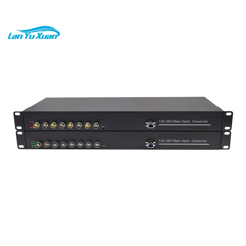 12G-SDI Fiber Optic Converter 4 Channels with Loop-out SC Single Mode 10KM 4K30 4x12G-SDI Fiber Extender 10km SC Single Fiber