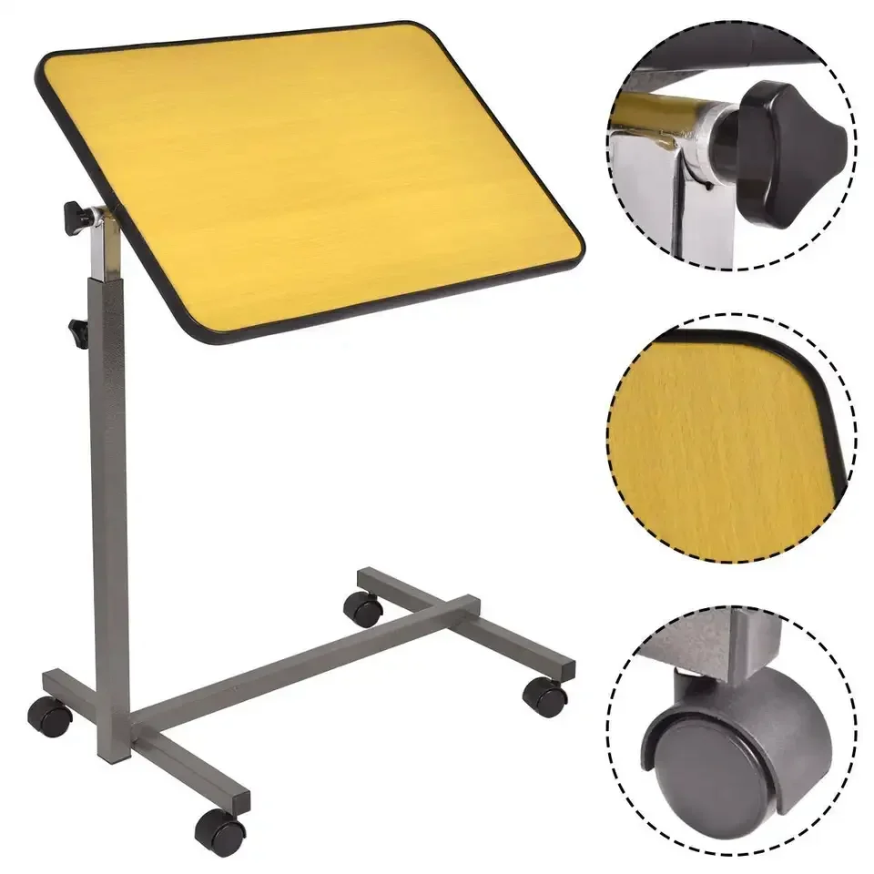 2026 Multi-purpose Home Office Mobile Side Desk Over Bed Adjustable Height Tilt Table For Patient Dining