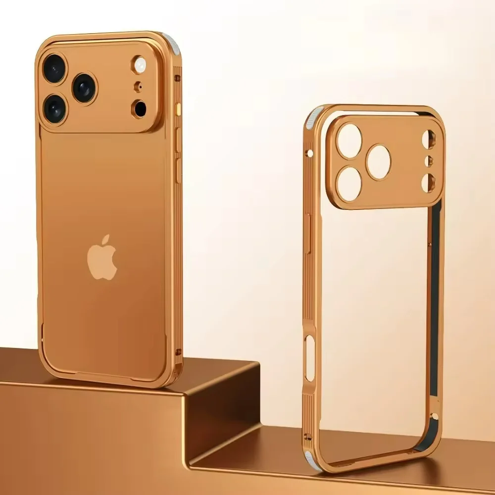 Seahorse Buckle Metal Frame Alloy Cooling Phone Case For iPhone Air 17 Pro Max 16 15 14 Plus 13 Lightweight Camera Protect Cover