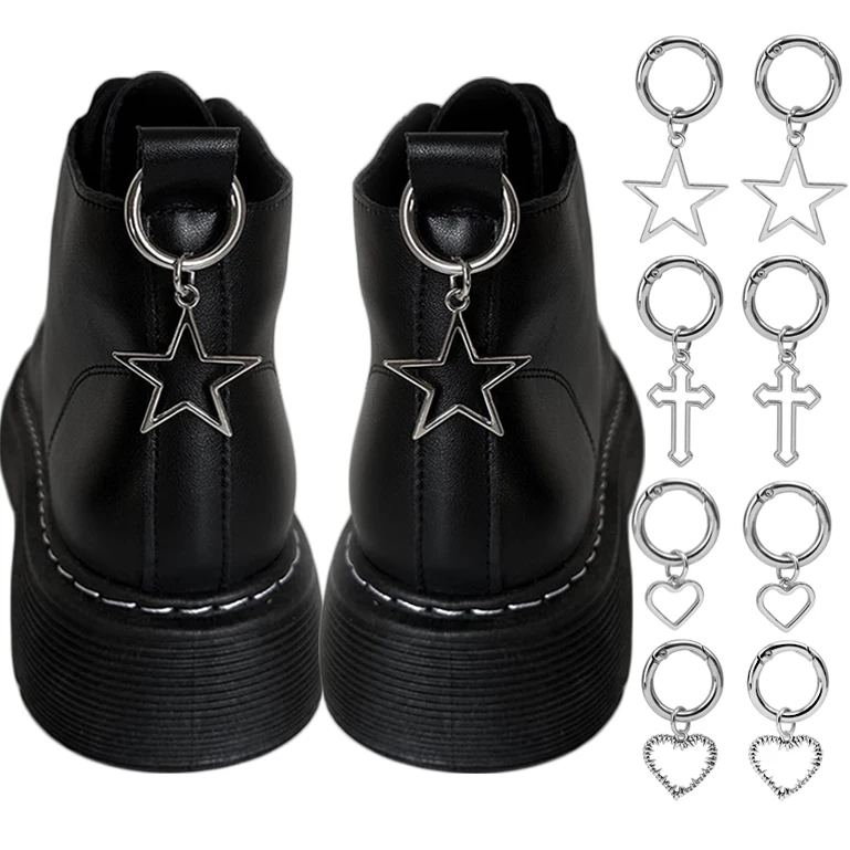 

Metal Hollow Star Cross Pendant Shoes Decorations Y2k Punk Martin Boots Shoes Buckles Snap Hook DIY Shoes Accessories Jewelry