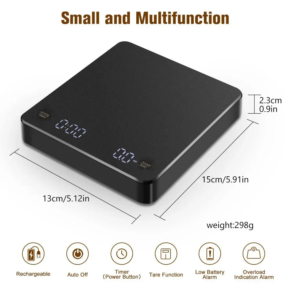 Nano Coffee Scale with Timer Espresso Scale Auto Peel Touch Sensor And Silicone Lid for Precise Tasting Home Brewing view 5
