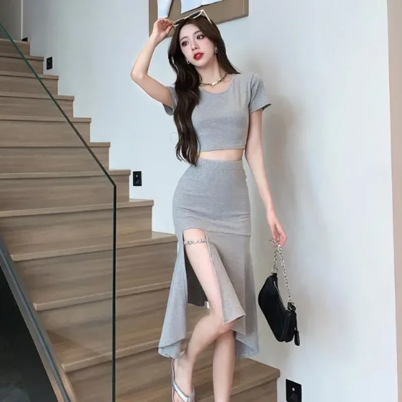 2 peças conjuntos de saia para mulheres midi luxo designer roupas ocasião formal elegante casual férias 2025 evento fenda mulher outfit