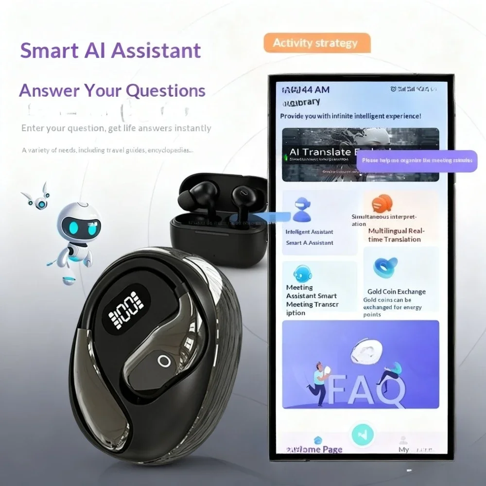 Wireless Earphones Stereo Sound Noise Cancellation Mini In Ear Lightweight for Business Meetings Office Work Daily Life Use