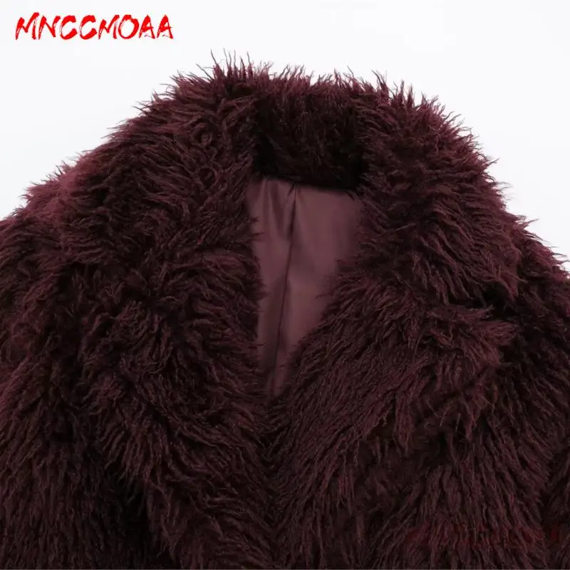 MNCCMOAA-Women's Loose Faux Fur Short Jacket, Female Coat, Casual, Long Sleeve, Warm Outerwears, Winter Fashion, 2024