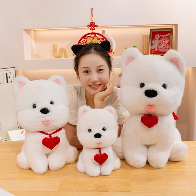

Sweet Lovel Heart Puppy Plush Toys Cuddly Fluffy Cartoon West Highland White Terrier Birthday Valentine's Day Gift To Girls