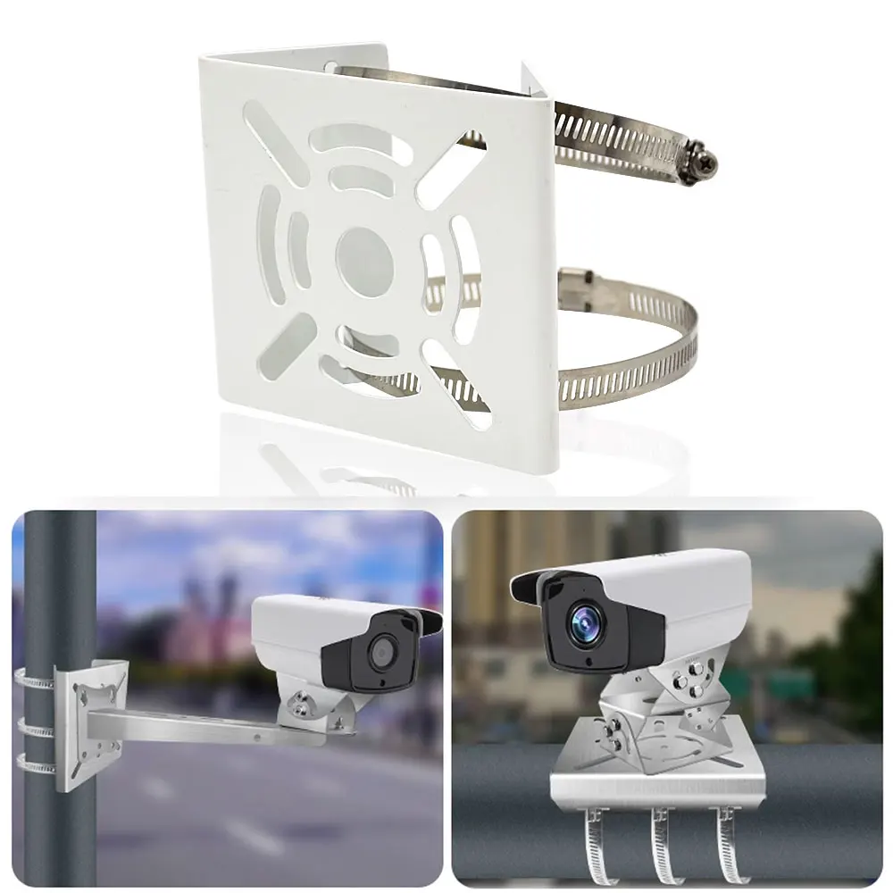 Street Light Pole Mount Holder Small Universal Joint Pole Column Holding Monitoring Bracket Camcorder Back Stand Iron Hoop Plate