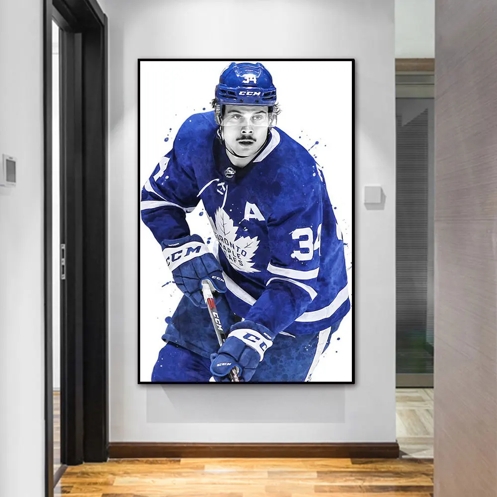 Ice Hockey Auston Matthews Portrait Canvas Painnting Sport Athlete Poster Print Home Decor Wall Art Picture For Live KIid Room