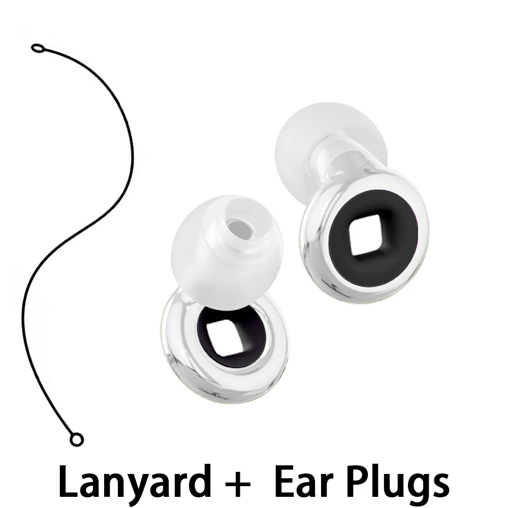 Quiet Silicone Ear Plugs Reusable Noise Reduction Ear Plugs with Silicone Lanyard for Sleep Swim Work Hearing Protection
