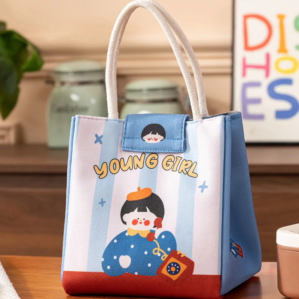 New Large Capacity Lunch Box Bag Cartoon Insulated Lunch Tote Bag Portable Fresh Keeping Lunch Bag Student Lunch