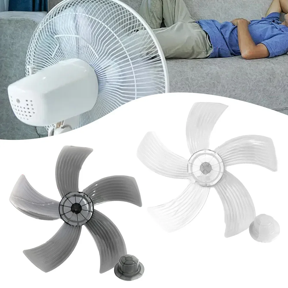 1 st 14 Inch Plastic Fan Blade Transparant Vijf Bladeren Met Moer Cover Voor Voetstuk Thuis Houder/bureau ventilator Accessoires