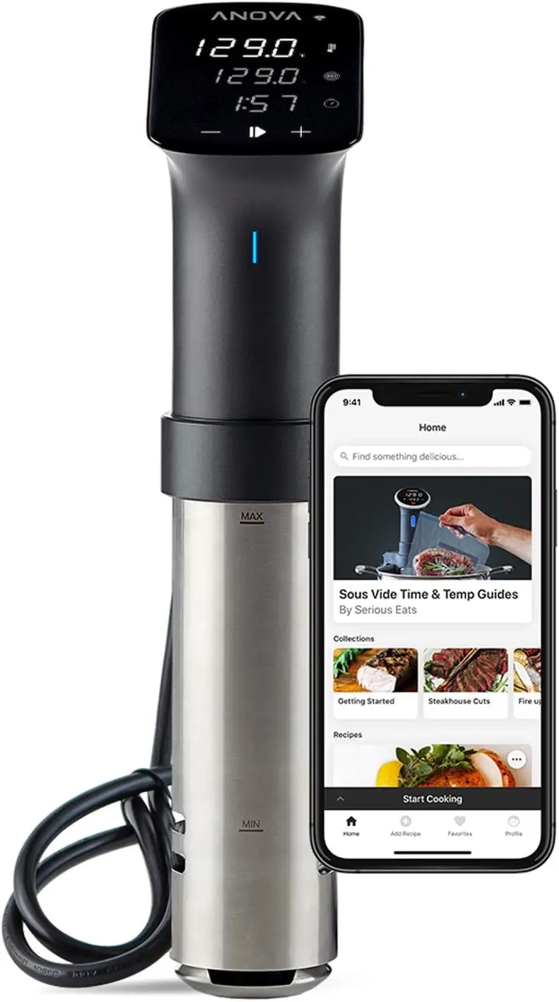 

Anova Culinary Sous Vide Precision Cooker Pro 1200 Вт, черно-серебристый, профессиональный погружной циркулятор для идеального приготовления