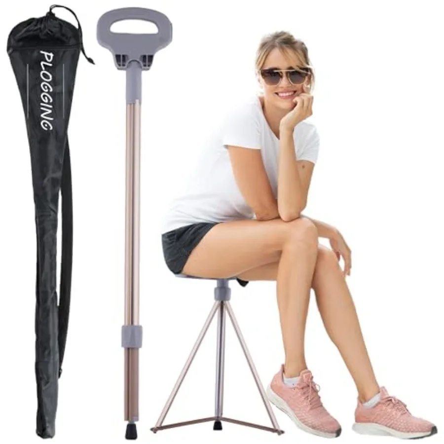 

Walking Cane with Seat Folding Lightweight, Portable Cane Seat with Carry Bag, Walking Stick with Seat for Seniors and Adults,