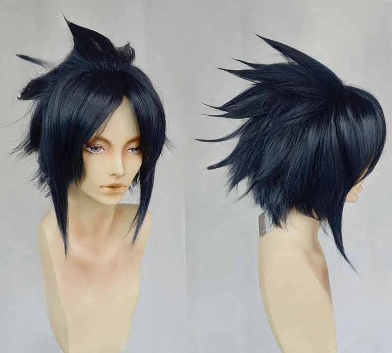 Uchiha Sasuke Short Ink Black Colour Centre-parted Heat Resistant Hair Cosplay Costume Wig