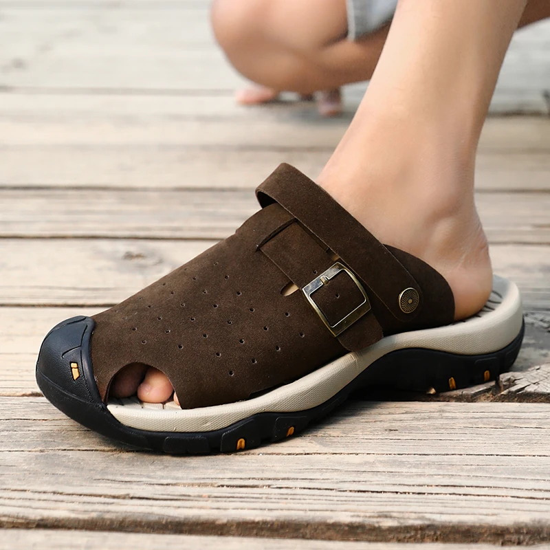 

Летние сандалии, мужские пляжные нескользящие дышащие тапочки, удобная мужская пляжная обувь на мягкой подошве, повседневная мужская обувь