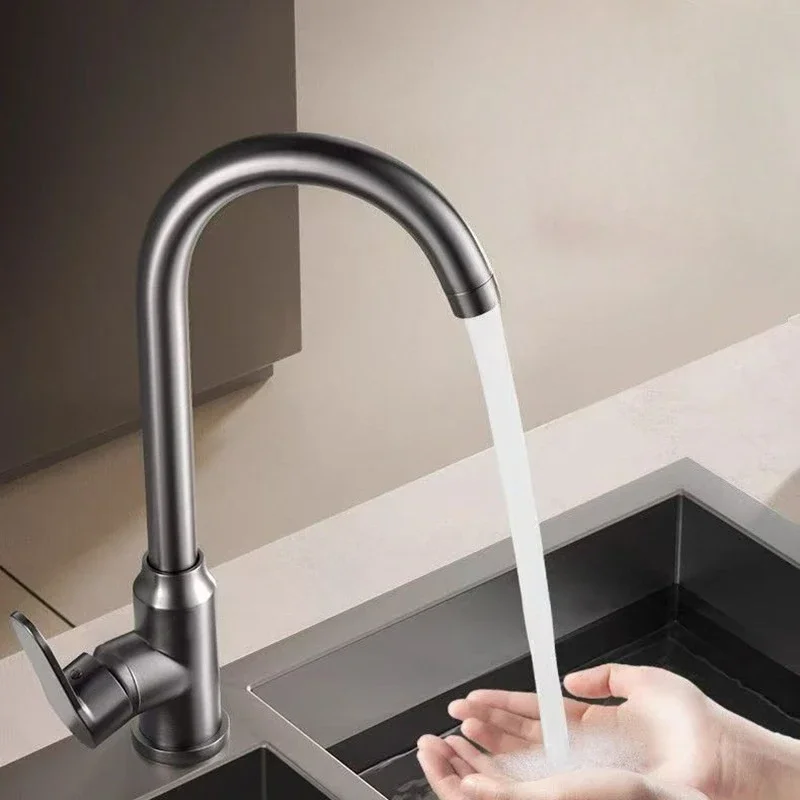 Kitchen sink single cold faucet, balcony laundry pool, basin splash-proof rotatable stainless steel household faucet