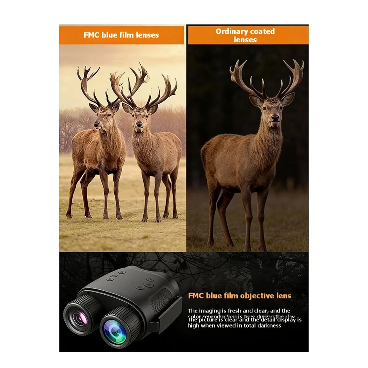 A26Z Night Vision Device 1080p Binoculars 1MP High-Definition Camera 500m Long Range 6x-10x Zoom 2000mAh Battery Black