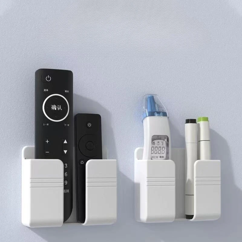 Wall Mount Phone Holder Polychromatic Punch Free Wall Mobile Phones Charging Stand Lazy Sticky Remote Control Storage Box view 5