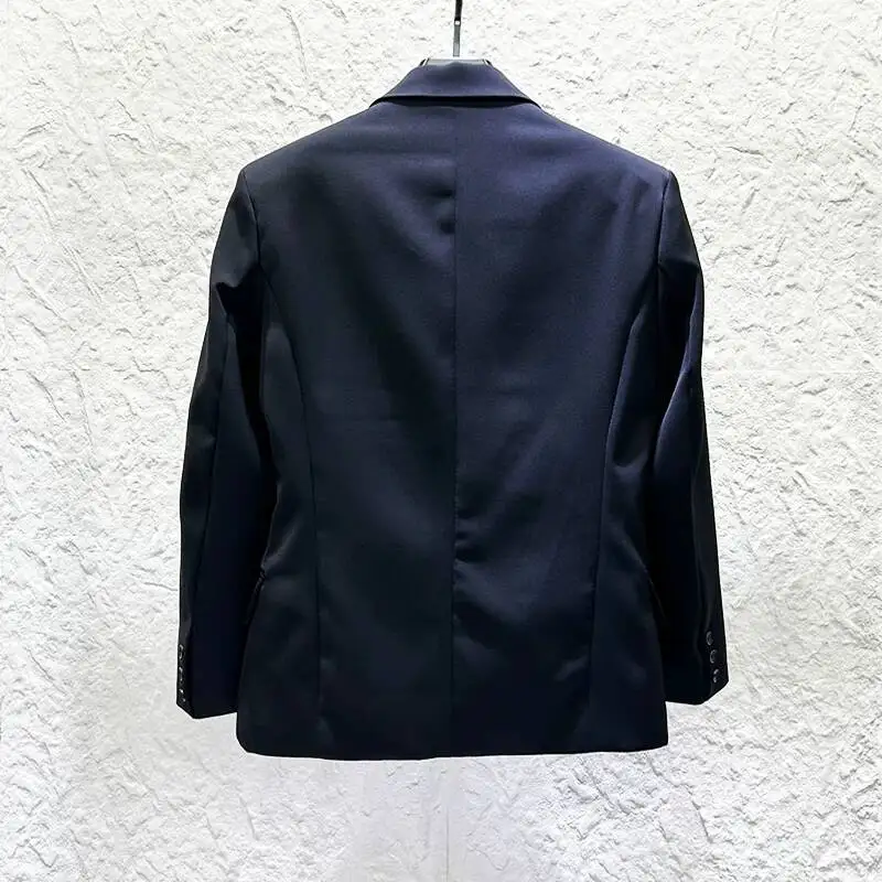 New Deconstructed Design Men's Suit Jacket Metal Decoration Pleated Waist Niche Design Fashion Casual Blazer CSXX4