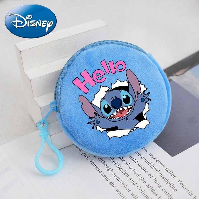 Disney Cartoon Plush Coin Purse Women Man Kawaii Dopamine Mini Zipper Wallet Change Purse Kids Toy Christmas Gift