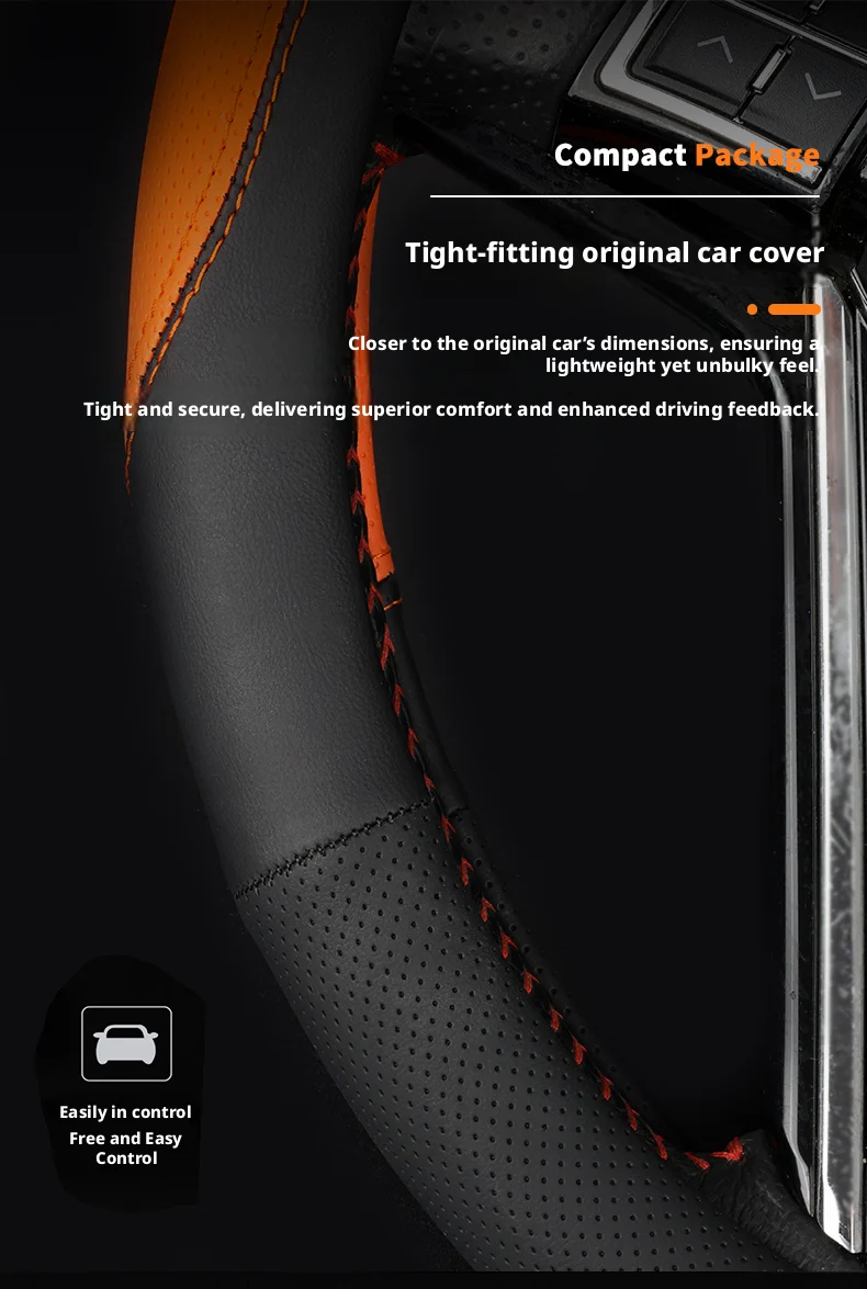 14.5-15 inch leather patchwork steering wheel cover suitable for Opel Astra Grandland Mokka Insignia Frontera Zafira Antara Mer - view 5