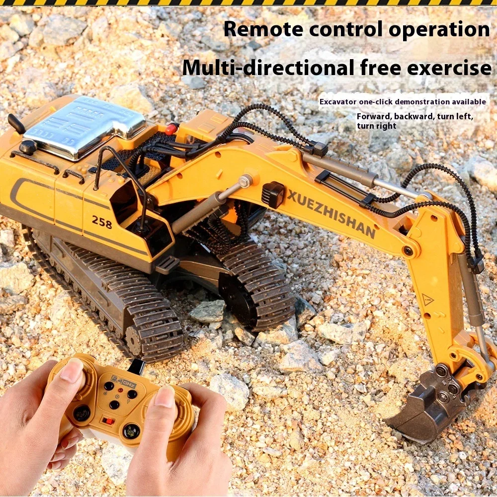 Controle Remoto Dump Excavator for Kids, Simulação Truck, Model Cars Toy, Liga de plástico profissional, Veículo de construção, RC 2.4G