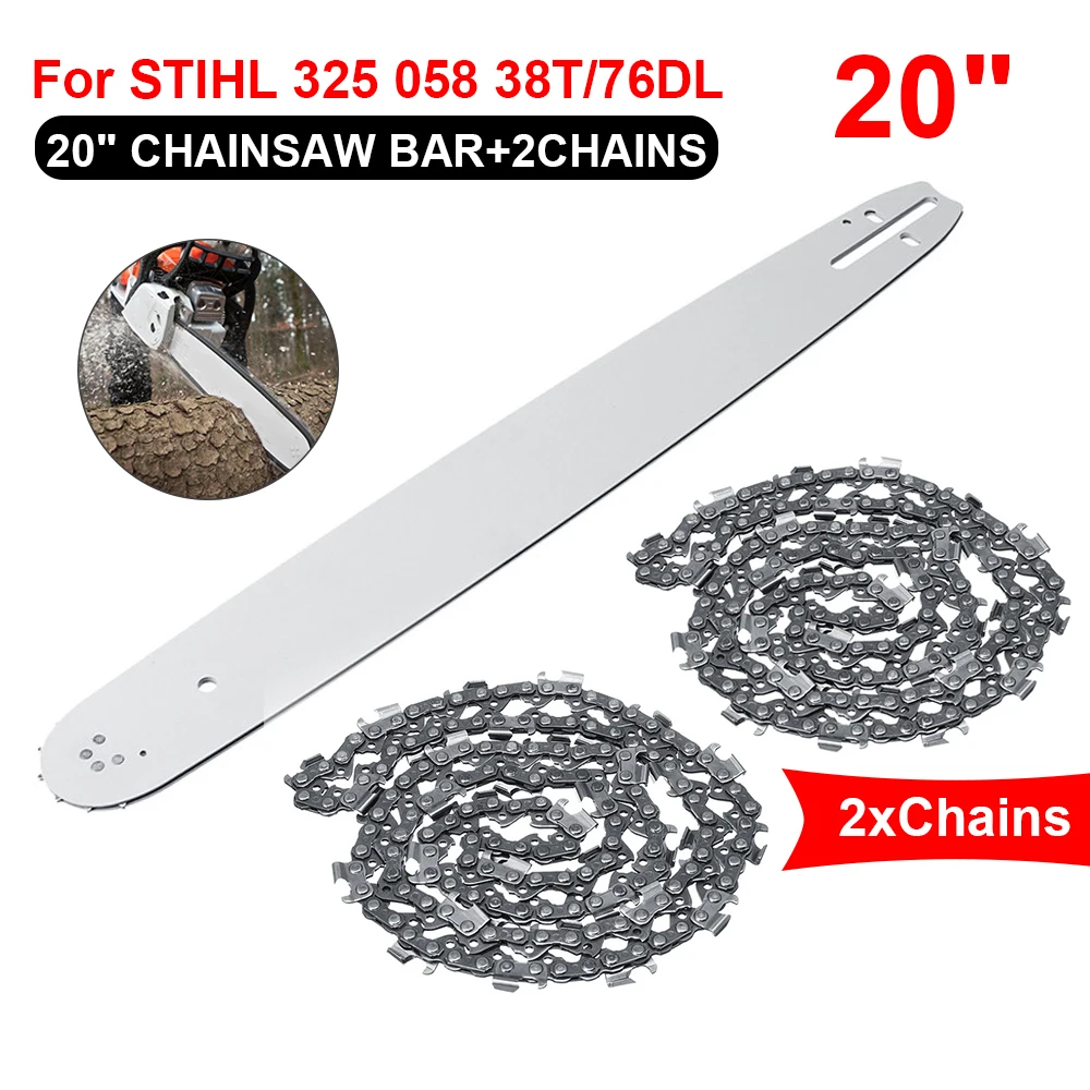 20 Inch Chainsaw Guide Bar with 2Pcs Saw Chain 0.325