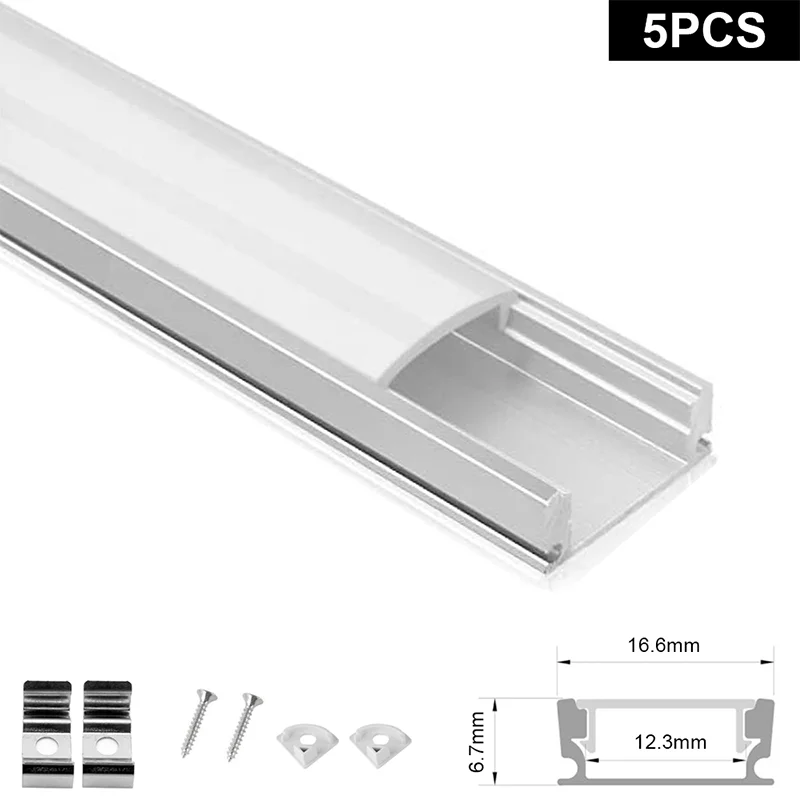 5 Stück Aluminiumprofil LED Bar Lampenkanalhalter 1M LED Aluminiumkanal für 5050 2835 LED-Streifen mit PC-Abdeckung