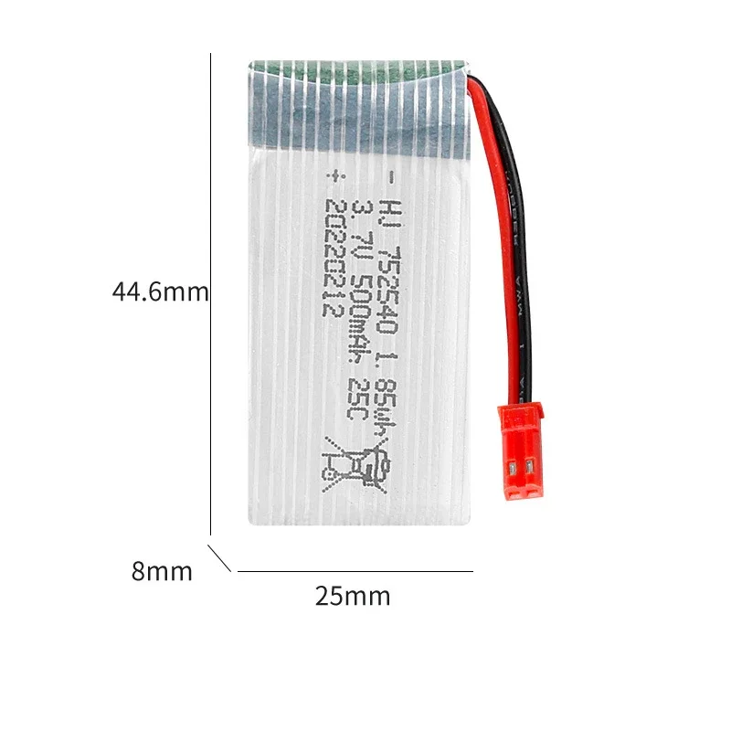 3.7V 500mAh 752540 25C Lipo Battery JST plug For Syma X5C X5SW M68 Cheerson CX-30 H5C Remote Control Drone Spare Parts