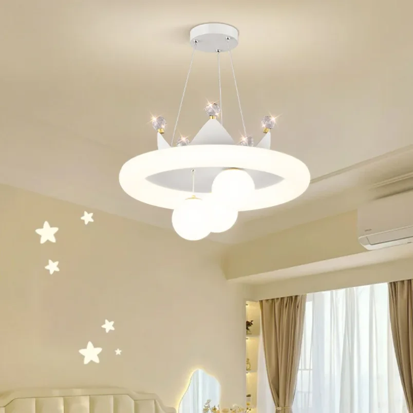 Modern Romantic Princess Room Chandeliers Crown Lamp Nordic Creative Children's Room Boy Girl Bedroom Chandelier LED Cloud