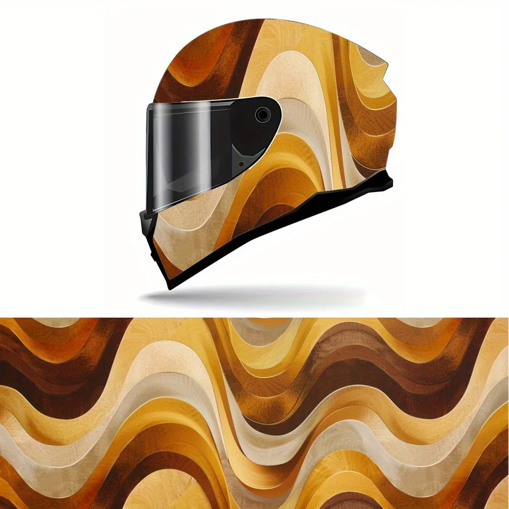 

Wood Style Abstract PVC Motorcycle Helmet Vinyl Wrap, Self-Adhesive Waterproof Sticker, Anti-Scratch Decorative Film for Full Fa