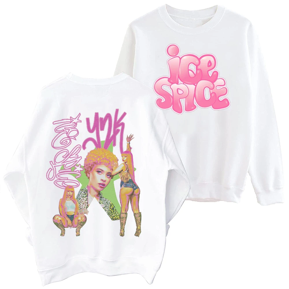 Ice Spice 2024 Tour Sweatshirt Harajuku Round Neck Long Sleeve Oversized Popular Music Hoodie Fans Gift