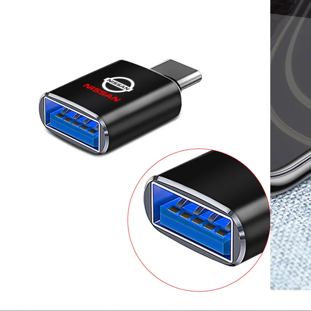 OTG USB 3.0 To Type C Adapter Mini Converter Phone Charging Cable Charger For Nissan Nismo GTR Patrol Juke Micra X Trail Qashqai