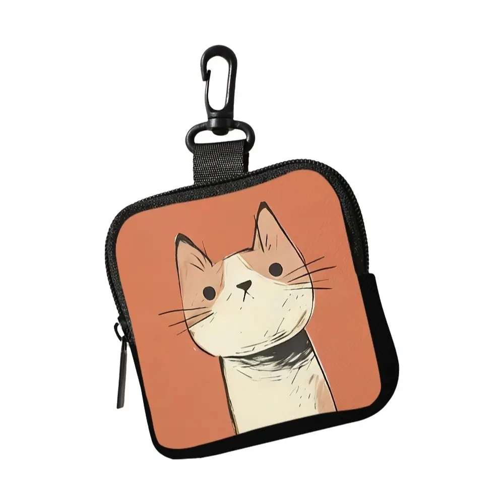 Cute Mini Cat Coin Purse PVC Water-resistant Zipper Storage Bag Portable Lightweight Wallet Friends Gift