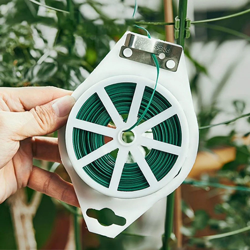 1 Roll 20/50M Multifunctional Plastic Steel Twist Tie Sturdy Reusable Garden Flower Plant Support Strap Tie
