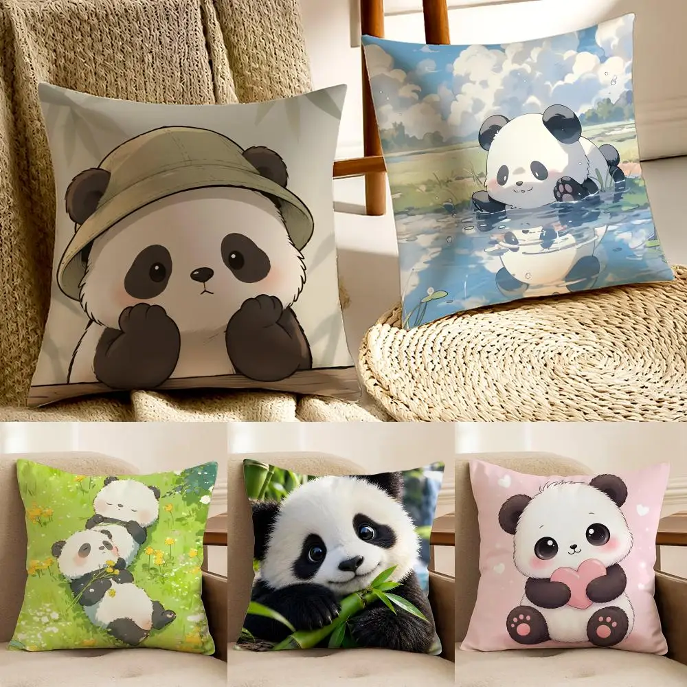 Cute Decoration L-Lovely Panda Cushion Cover Faux fur decorative Dark academia style Cat scratching post Rustic Spa pillow cover
