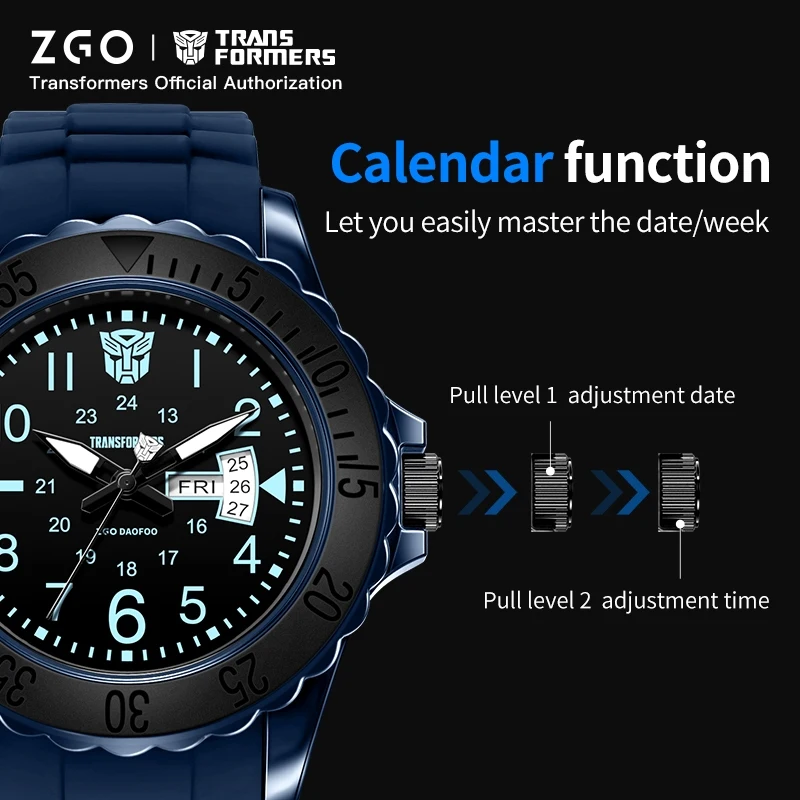 ZGO Transformers Kids Watch for Boys, Multifunctional Sports Waterproof Luminous Watch for Students, Gift 5371