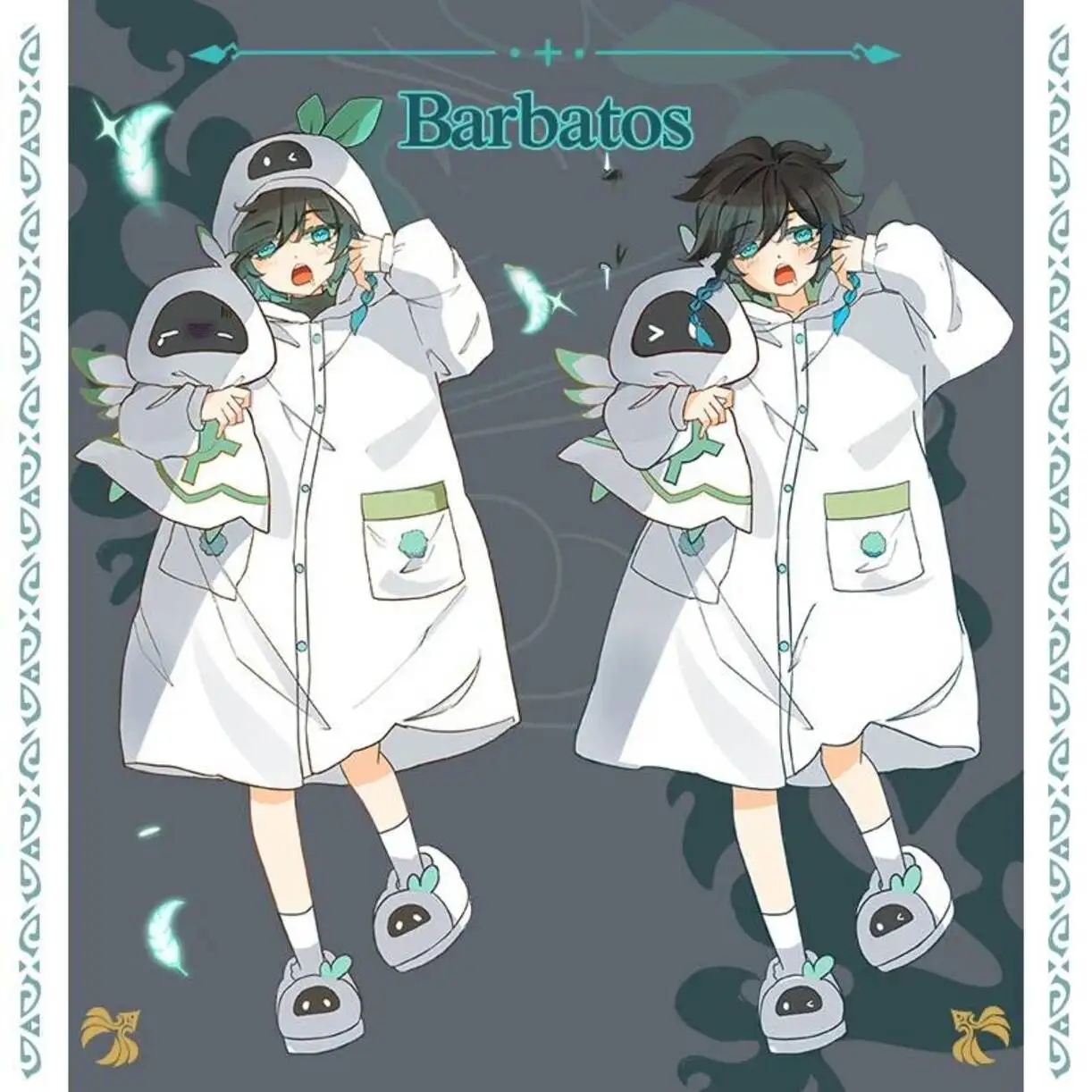 

Genshin Impact Barbatos Pajamas Jumpsuits Winter Flannel Plush Venti Cosplay Acg Nightwear Costume Halloween Party Clothes