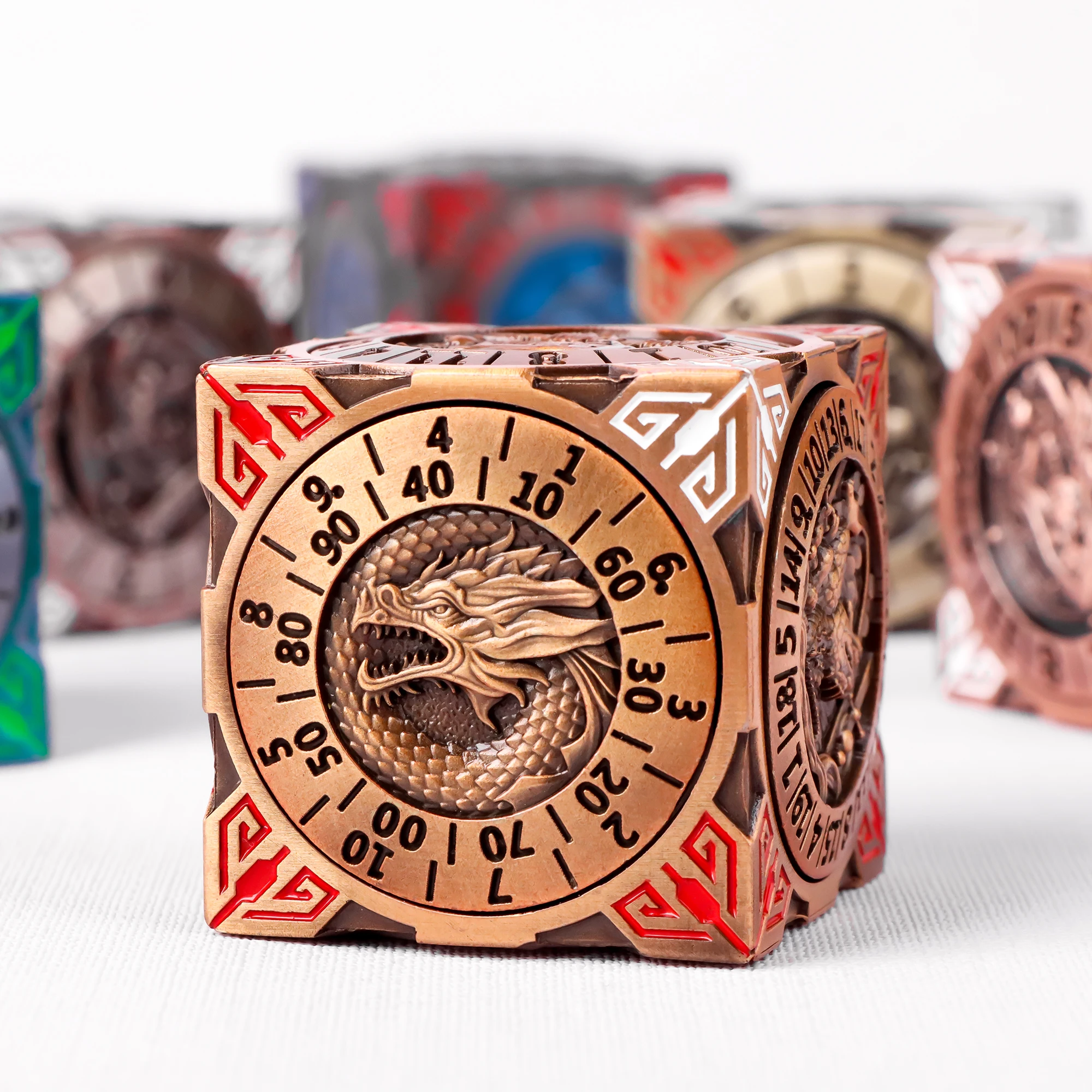 

7 in 1 Metal Dice Set Halloween Christmas Gift DND Dungeons And Dragons Polyhedral Dice with 3D Relief Art for RPG Role Playing