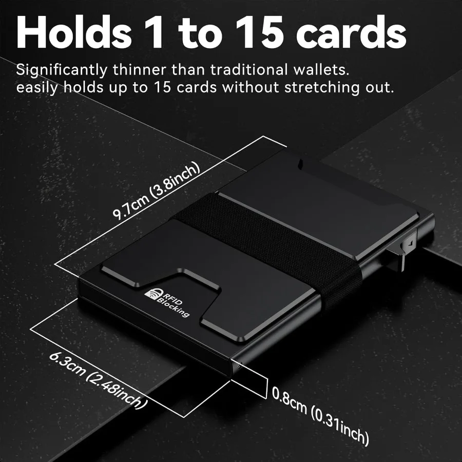 Smart Card Wallet for Men Slim: Minimalist Wallet For Men RFID Blocking Pop Up Front Pocket Wallet Metal Wallet 11 Card Holder