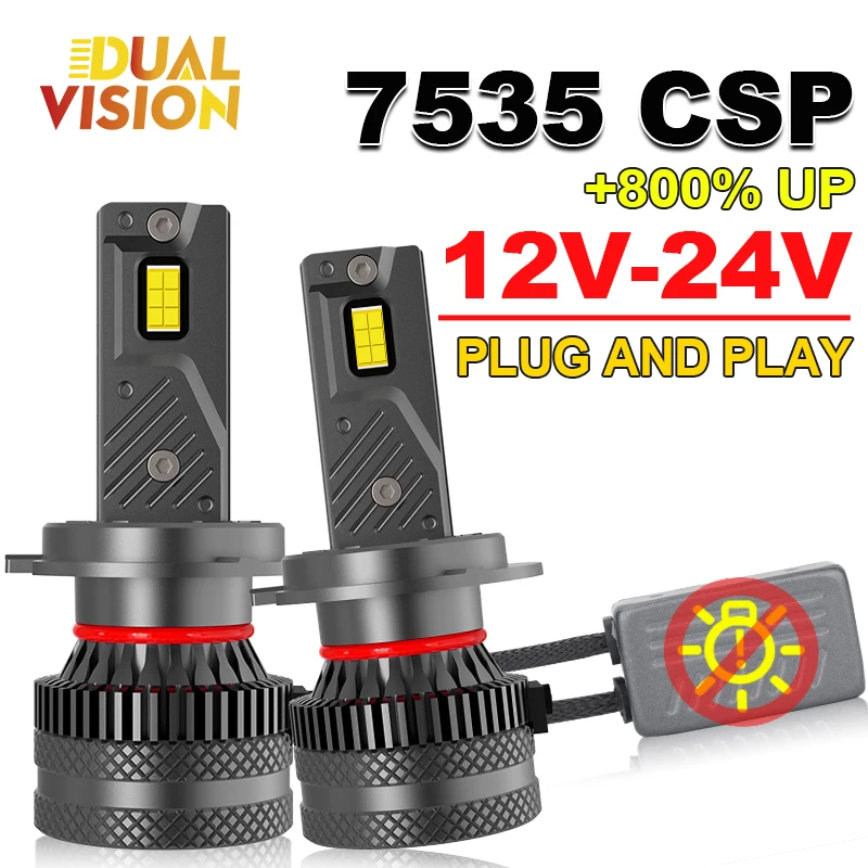 

2PCS Car Lights H4 LED H1 H7 H11 9005 9006 HB3 HB4 881 9012 Canbus 800W 600000LM High Power 7535 CSP Auto Fog Lamp Bulbs 6000K