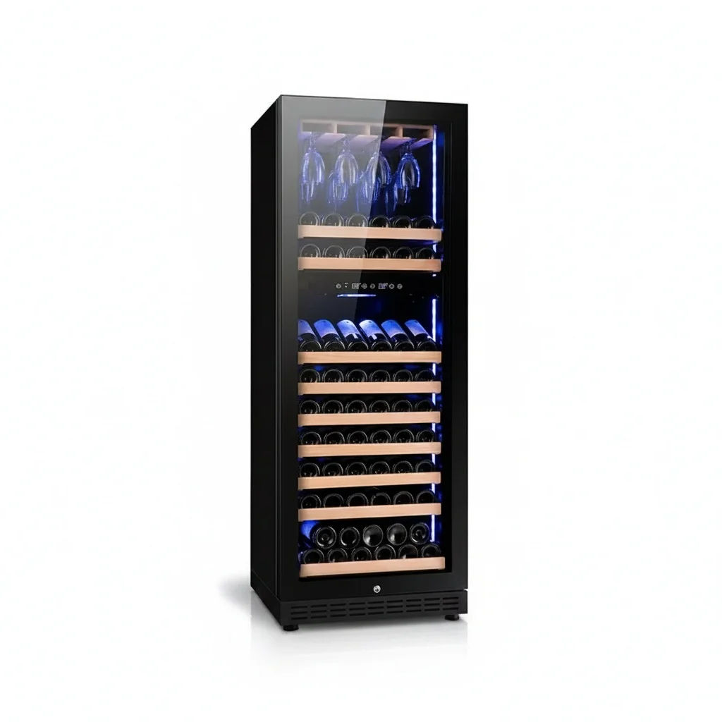 Wine Fridge, Stainless Steel 288L Cooler Cabinet, 23.4 Inch/595mm Dual-Zone Beverage Refrigerator for Home Wine Cellar