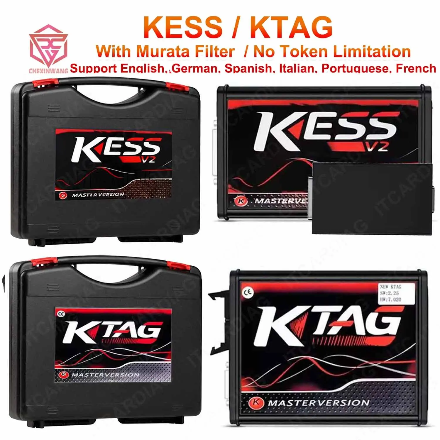 Murata Filter Online EU Red Kess V2 V5.017 2.80 KTAG 7.020 2.25 Unlimited Token OBD 2 Car Truck ECU Chip Tuning tool