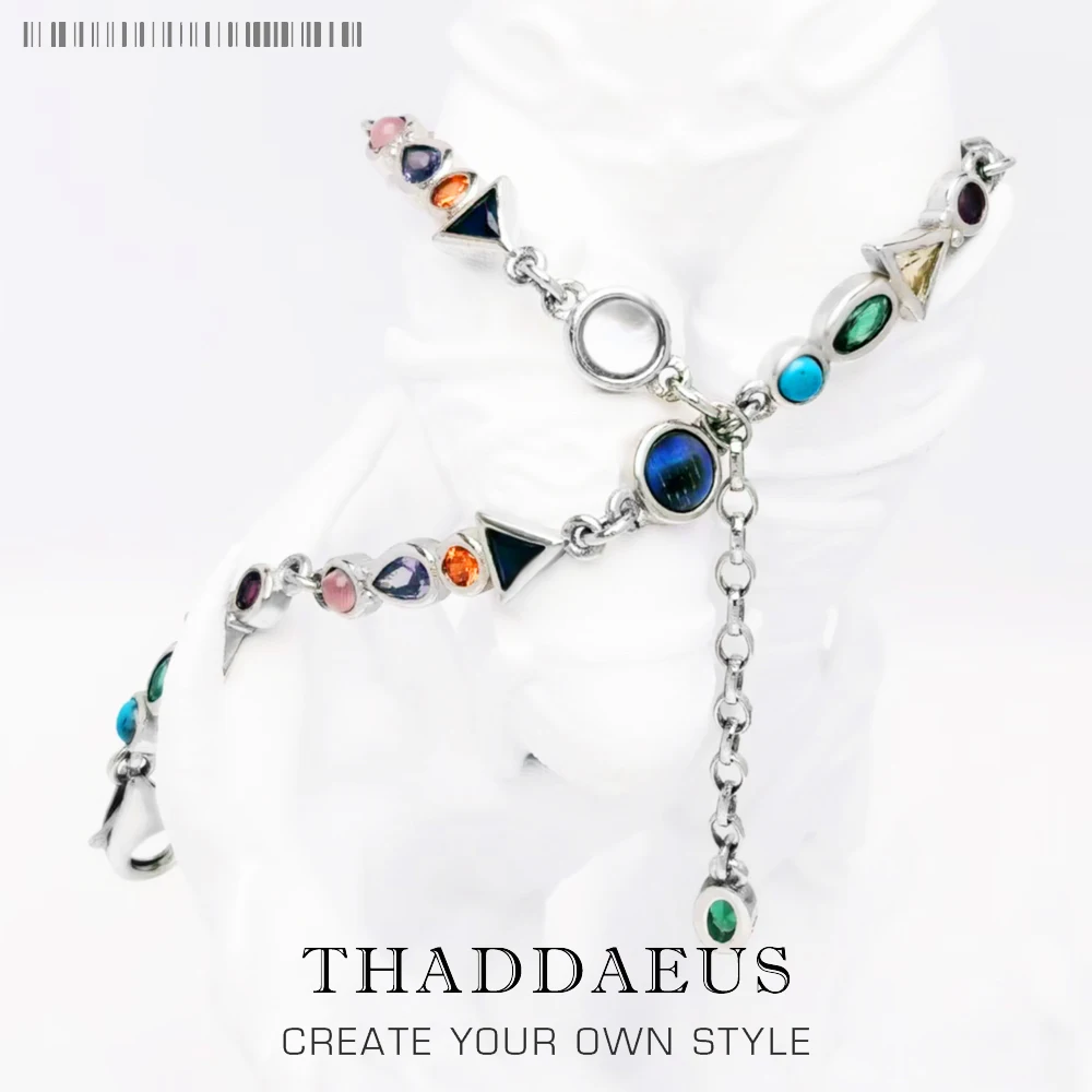 

Paradise Journey Bracelets New Colourful Link Chain 925 Sterling Silver Fashion Jewelry Boho Gift For Women