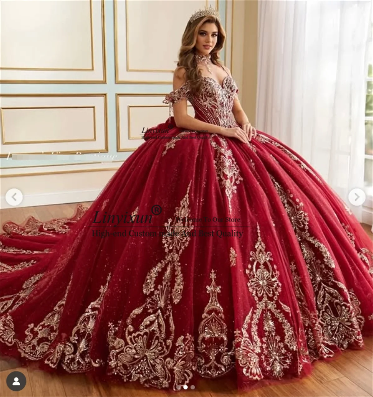 

Mexican Ball Gown Quinceanera Dress Customized Princess Sweet 16 Gowns With Sequins Applique Lace Birthday Vestido De 15 Anos