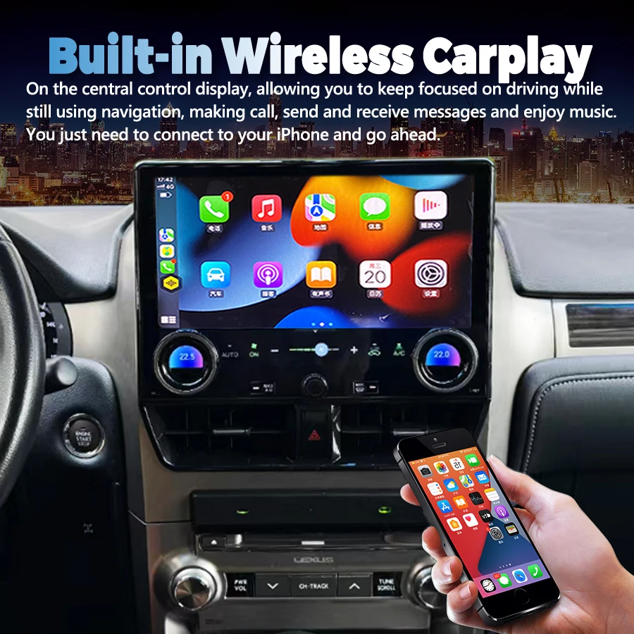 12.5 بوصة راديو السيارة الجديد أندرويد لكزس GX400 Gx460 2015 2010-2019 CarPlay نظام تحديد المواقع ستيريو سيارة الوسائط المتعددة مشغل فيديو رئيس وحدة