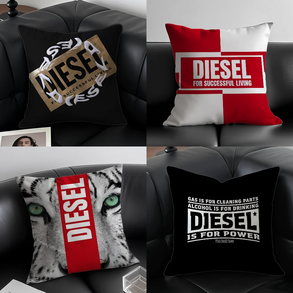 Fashion D-D-Diesels Brand Logo Pillow Case Pattern Printing Pillowcase Living Room Sofa Cushion Cover Bedroom Room Decor
